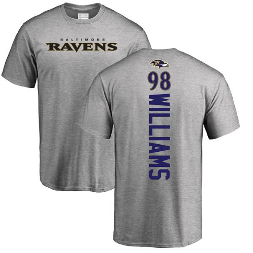 Men Baltimore Ravens Ash Brandon Williams Backer NFL Football #98 T Shirt->baltimore ravens->NFL Jersey
